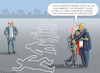 Cartoon: BIBI IS NOT AMUSED (small) by marian kamensky tagged humanitarian,aid,netanyahu,gaza,hamas,un,ghf,irans,verbündete