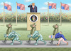 Cartoon: TRUMPS MILITÄRPARADE (small) by marian kamensky tagged musk,trump,zuckerberg,bezos,felon,and,elon,in,panama,zölle,diktator,selenskyj,putin,ukraine,usa,tesla,los,angeles,deportationen,trumps,militärparade,doge