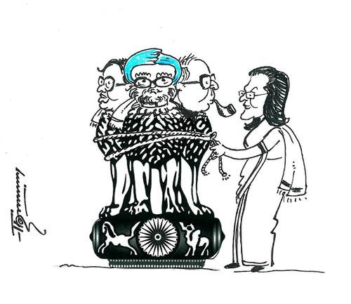 Cartoon: All is well in UPA India (medium) by Thommy tagged upa,sonia,gandhi