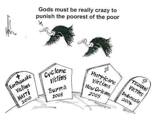 Cartoon: Gods must be Crazy (medium) by Thommy tagged haiti,earthquake