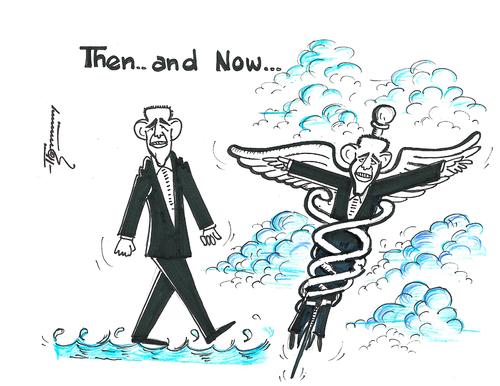 Cartoon: Obama   Now and then (medium) by Thommy tagged obama,healthcare,reform,usa