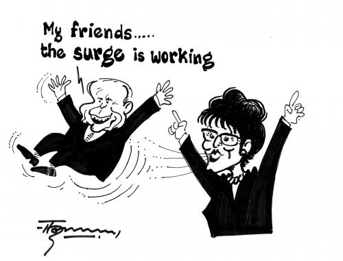Cartoon: The SURGE is working (medium) by Thommy tagged mccain,palin,surge