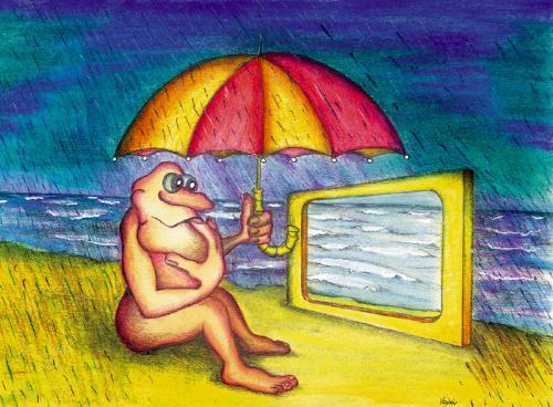 Cartoon: Beach (medium) by Krzyskow tagged cartoon,nature,character,comic,designfrau,girl,illustration,line,love,man,mann,music,politics,sport,tiere