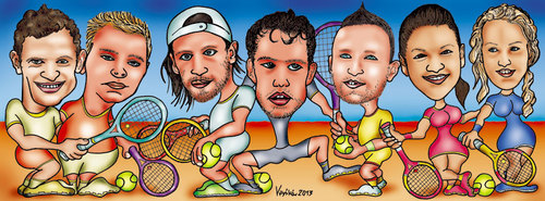 Cartoon: Stars of polish tennis (medium) by Krzyskow tagged tenis