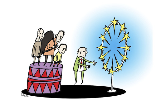 Cartoon: Refugee (medium) by dariush ramezani tagged refugee,war,syria,terrorist,europe