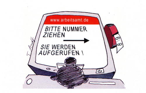 Cartoon: Arbeitsagentur im Netz (medium) by Tiemo tagged arbeitsagentur,arbeitsamt,arbeitslosigkeit