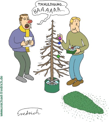 Cartoon: Weihnachten (medium) by Fredrich tagged weihnachten,weihnachtsbaum,christmas,tree,erkältung,niesen,cold,sneeze