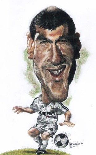 Cartoon: Legend Zidane (medium) by RoyCaricaturas tagged zidane,soccer,realmadrid,france,cartoon