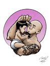 Cartoon: Mikl and Sacha (small) by Mikl tagged mikl,michael,olivier,miklart,art,illustration,painting,sacha,dad,baby,tattoo