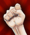 Cartoon: Raised fist (small) by Mikl tagged mikl,michael,olivier,miklart,art,illustration,painting,fist,fight,raised
