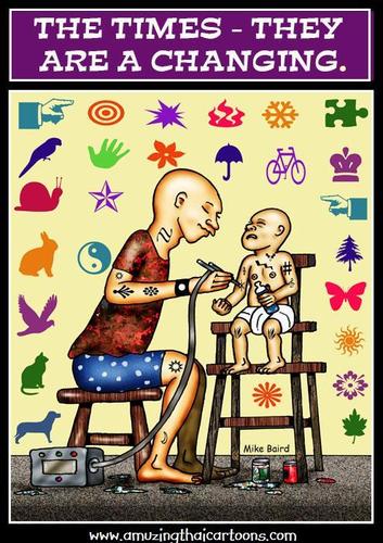 Cartoon: Tattoo Baby (medium) by Mike J Baird tagged tattoo,baby,art