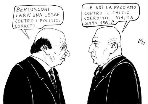 Cartoon: Autogol (medium) by paolo lombardi tagged italy,berlusconi,football,politics,satire,caricature
