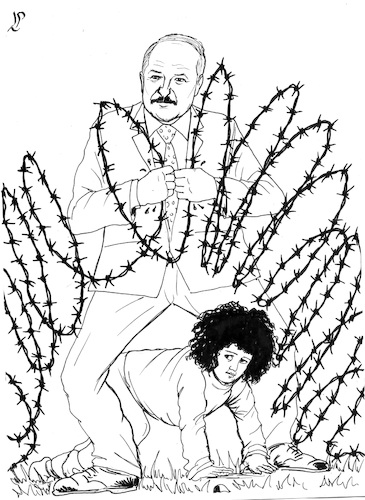 Cartoon: Belarus Poland border (medium) by paolo lombardi tagged belarus,lukashenko,poland,europe,refugees