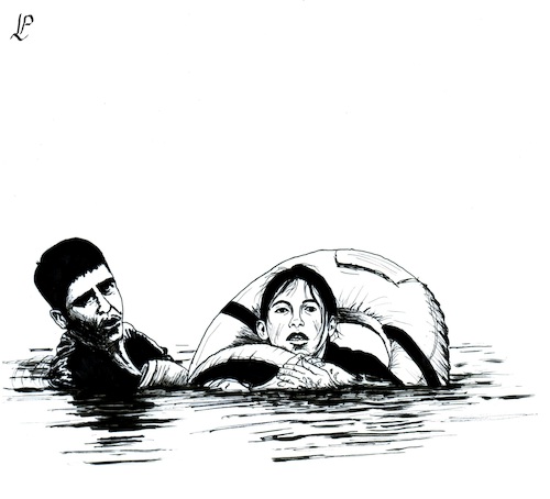 Cartoon: Ceuta (medium) by paolo lombardi tagged ceuta,spain,europe,morocco,refugees