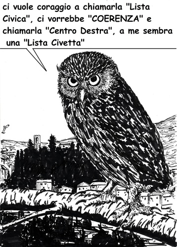 Cartoon: Civetta su Bibbiena (medium) by paolo lombardi tagged bibbiena,italia