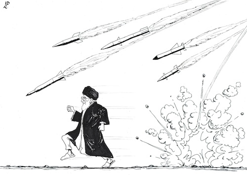 Cartoon: Escape (medium) by paolo lombardi tagged khamenei,iran,israel,war