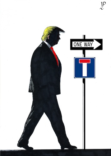 Cartoon: Exit (medium) by paolo lombardi tagged usa,elections,trump