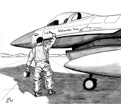 Cartoon: Flying to Libia (medium) by paolo lombardi tagged krieg,war,gaddafi,libia
