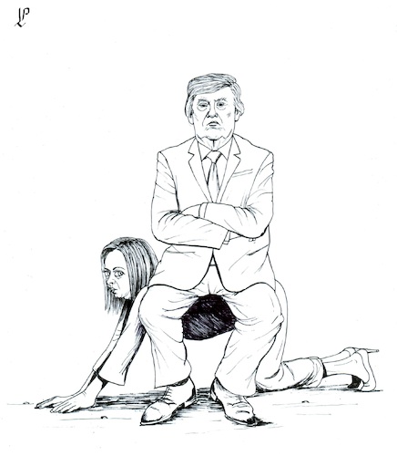 Cartoon: Meloni s diplomacy (medium) by paolo lombardi tagged trump,usa,italy,meloni,diplomacy