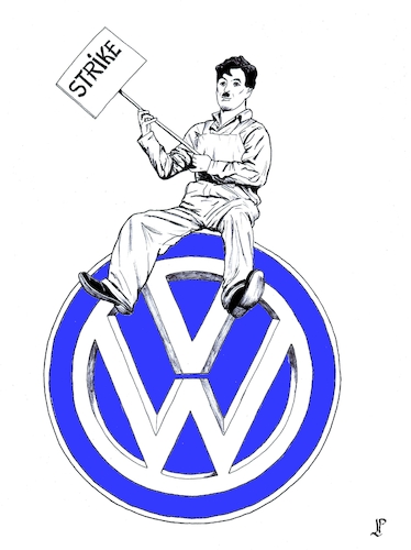 Cartoon: Modern Times (medium) by paolo lombardi tagged volkswagen,car,worker,crisis,germany,europe