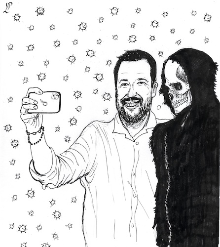 Cartoon: Salvini selfieman (medium) by paolo lombardi tagged salvini,covid19,italy