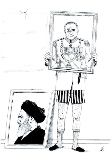 Cartoon: The alternative (medium) by paolo lombardi tagged iran,pahlavi,revolution,riot