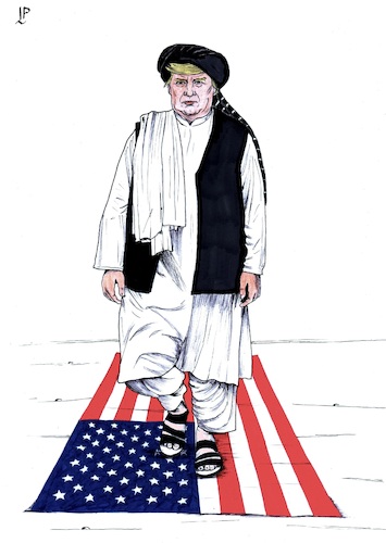 Cartoon: The new Taliban arrives (medium) by paolo lombardi tagged usa,trump,president,taliban