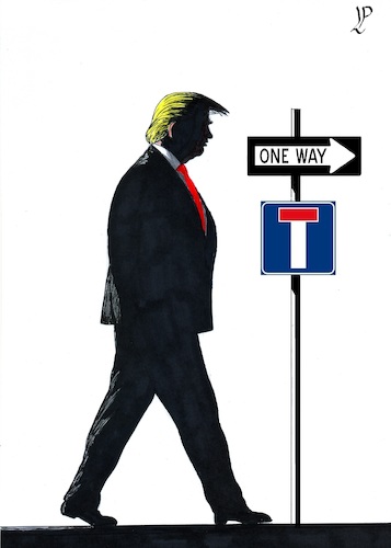 Cartoon: The only direction (medium) by paolo lombardi tagged usa,trump
