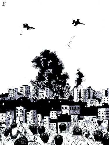 Cartoon: The world is watching (medium) by paolo lombardi tagged gaza,palestine,israel,hamas,war,peace