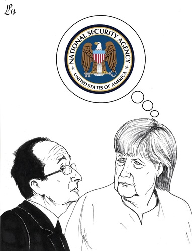 Cartoon: Two Leaders a worry (medium) by paolo lombardi tagged usa,europe,spy