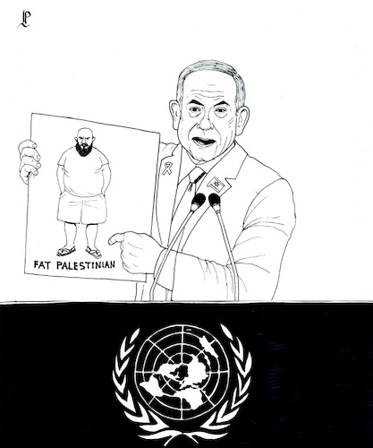 Cartoon: UN Netanyahu s speech (medium) by paolo lombardi tagged un,netanyahu,war