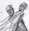 Cartoon: MOAI up and down (small) by paolo lombardi tagged italy,politics,berlusconi,fini,satire