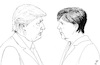 Cartoon: When the faces speak (small) by paolo lombardi tagged usa,germany,merkel,trump