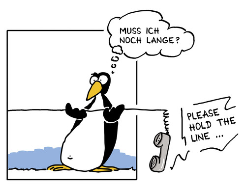 Cartoon: warteschleife (medium) by Mergel tagged pinguin,telefon,warteschleife,warten