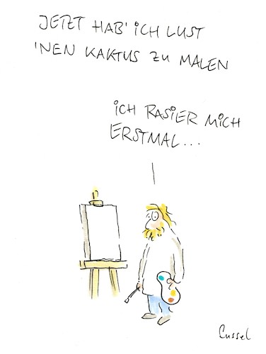 Cartoon: 30-Tage-Bart (medium) by fussel tagged bart,künstler,kaktus,rasieren,bart,künstler,kaktus,rasieren