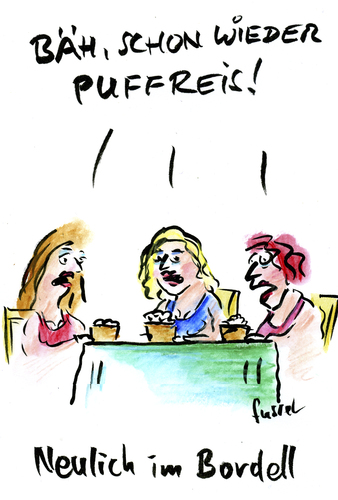 Cartoon: Abwechslung (medium) by fussel tagged puffreis,puff,bordell,abwechslung,essen