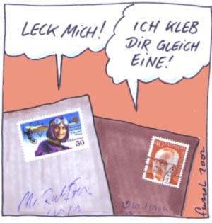 Cartoon: Briefe erzählen Geschichte (medium) by fussel tagged brief,briefmarke