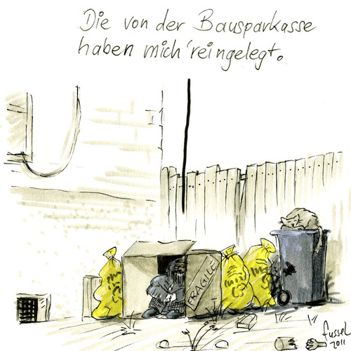 Cartoon: Schwabenangst (medium) by fussel tagged bausparkasse,bauen,sparen,armut,verarmen,abstiegsangst