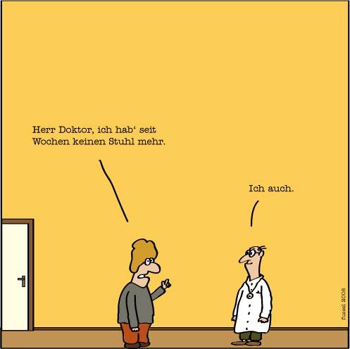 Cartoon: Seit Wochen kein Stuhl (medium) by fussel tagged gesundheitsreform,stuhl,arzt,arzt,ärzte,krankenhaus,praxis,doktor,patient,gesundheitsreform,gesundheit,gehälter,gehalt,einkommen,geld,arbeit,beruf,karriere,stuhlgang,service,stuhl,krankheit,bankrott,arm,armut,ärztekammer,klinik,klinikum