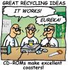 Cartoon: Eureka (small) by fussel tagged recycling,ideas,cdrom