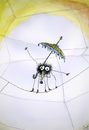 Cartoon: New Shoes (small) by fussel tagged spider,shoes,umbrella,balance