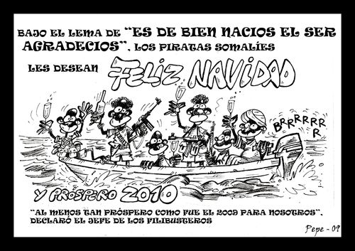 Cartoon: LOS PIRATAS DEL ALAKRANA (medium) by PEPE GONZALEZ tagged somalia,piratas,alakrana,vascos,euskadi