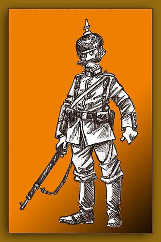 Cartoon: SOLDADO PRUSIANO S. XIX (medium) by PEPE GONZALEZ tagged soldier,soldado,guerra,prusia,draw,dibujo