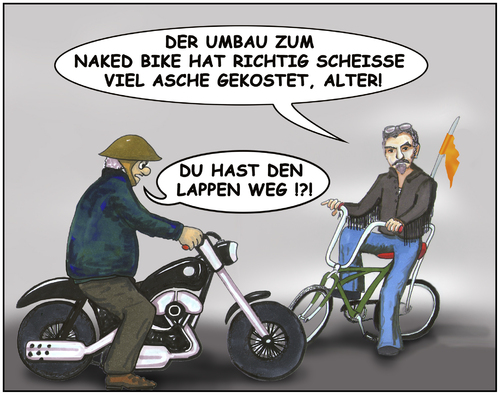 Cartoon: Biker unter sich (medium) by SoRei tagged bike,bonanzarad,fahrrad,mc,motorrad,rocker,brotherhood,naked,harley,kutte,kombi,lederbekleidung,helm,coolnes,image,umbau,tuning,oldtime,rklassiker,retro,vintage,bike,bonanzarad,fahrrad,mc,motorrad,rocker,brotherhood,naked,harley,kutte,kombi,lederbekleidung,helm,coolnes,image,umbau,tuning,oldtime,rklassiker,retro,vintage