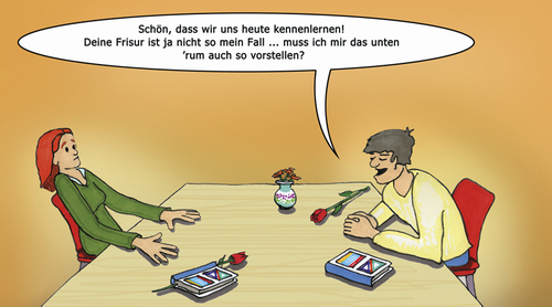 Cartoon: Blind Date (medium) by SoRei tagged verletzend,geschmacklos,intimssphäre,privatssphäre,unverfroren,direkt,zu,voreilig,tempo,unangemessenes,mutig,respektlos,übergriffig,geschmachlos,gürtellinie,der,unterhalb,vorlieben,sexuelle,flirten,frau,und,mann,brüskiert,distanzlos,date,blind,unverschämt,unverschämt,blind,date,distanzlos,brüskiert,mann,und,frau,flirten,sexuelle,vorlieben,unterhalb,der,gürtellinie,geschmachlos,übergriffig,respektlos,mutig,unangemessenes