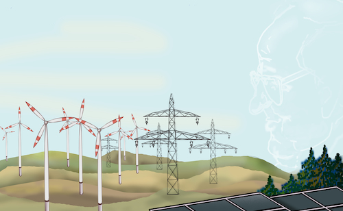 Cartoon: Blühende Landschaften (medium) by SoRei tagged windräder,strommast,starkstrom,überlandleitung,stromtrasse,solarfelder,bundeskanzler,altkanzler,helmut,kohl,zitat,wiedervereinigung,jubiläum,gedenken,erinnerung,appell,visionär,landschaftsverschandelung,landschaftszerstörung,energiewende,ökonomische,zukunftsperspektive,neue,bundesländer,verwandeln,gestalten,wirtschaftsreform,währungsreform,sozialreform,wirtschaftsunion,währungsunion,sozialunion,ddr,brd,wahlplakat,wahlkampf,cdu,bunsestagswahl,1989,1990,1998,deindustrialisierung,entvölkerung,ostdeutschland,westdeutschland,aufbau,ost,aufschwung,marode,metapher,redewendung,wolken,konterfei,stromgewinnung,energielieferant,energieversorger,dritter,oktober,feiertag,neunter,november,ausreise,windräder,strommast,starkstrom,überlandleitung,stromtrasse,solarfelder,bundeskanzler,altkanzler,helmut,kohl,zitat,wiedervereinigung,jubiläum,gedenken,erinnerung,appell,visionär,landschaftsverschandelung,landschaftszerstörung,energiewende,ökonomische,zukunftsperspektive,neue,bundesländer,verwandeln,gestalten,wirtschaftsreform,währungsreform,sozialreform,wirtschaftsunion,währungsunion,sozialunion,ddr,brd,wahlplakat,wahlkampf,cdu,bunsestagswahl,1989,1990,1998,deindustrialisierung,entvölkerung,ostdeutschland,westdeutschland,aufbau,ost,aufschwung,marode,metapher,redewendung,wolken,konterfei,stromgewinnung,energielieferant,energieversorger,dritter,oktober,feiertag,neunter,november,ausreise