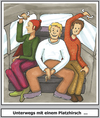 Cartoon: Territorialer Platzhirsch (small) by SoRei tagged auto,kfz,stitz,sitzen,rückbank,platznot,geschlechterkampf,enge,raum,breitbeinig,manspreading,spread