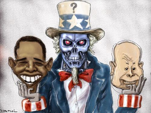 Cartoon: Terminator Sam (medium) by Vanmol tagged us,obama,mccain