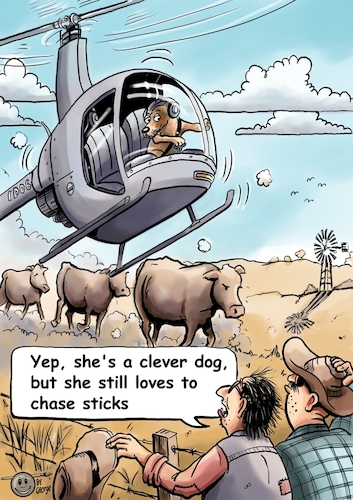 Cartoon: flying dog (medium) by George tagged dog,helicopter,outback
