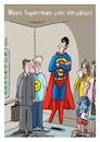 Cartoon: Up and away (small) by George tagged superman,elevator